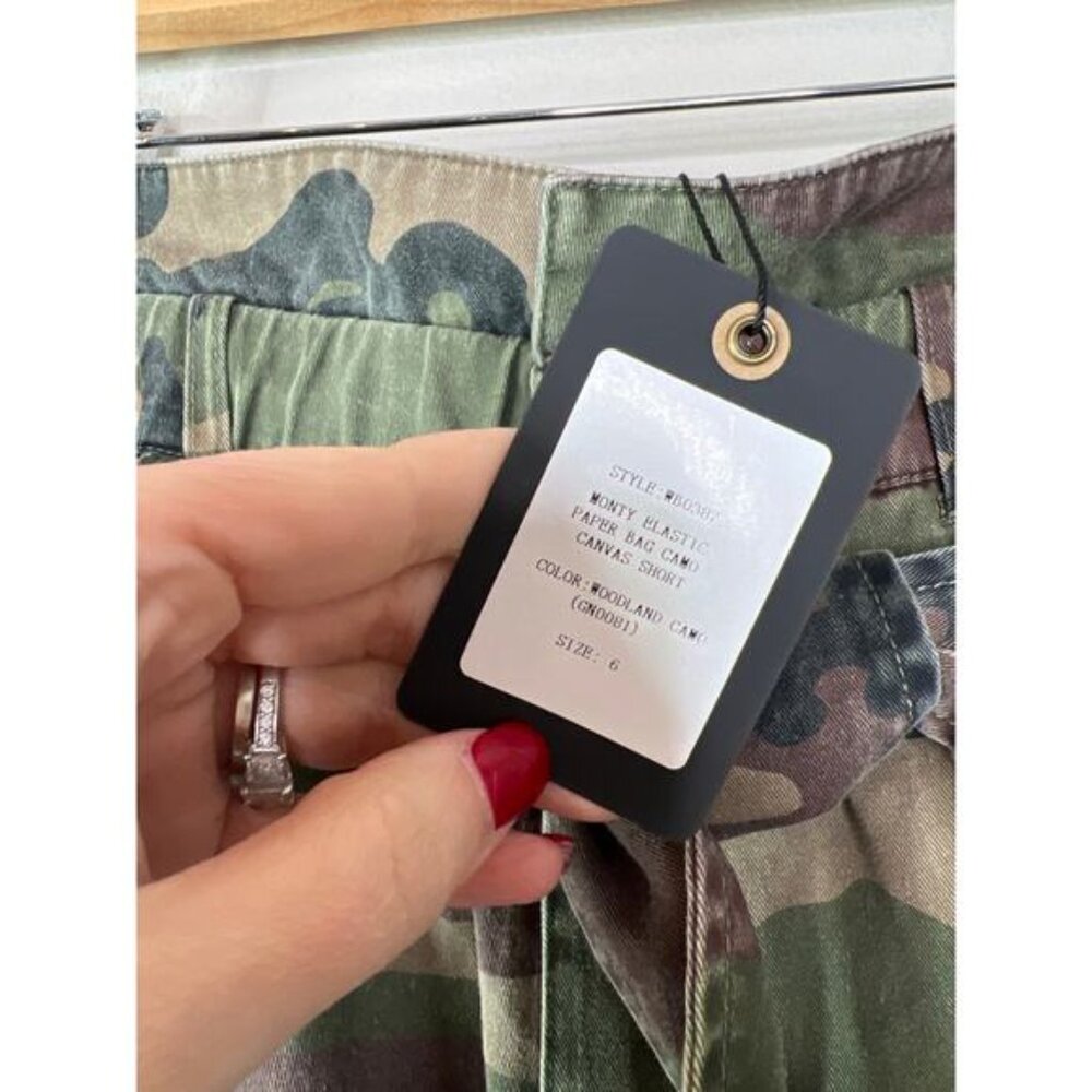 NWT Marissa Webb Monty Camouflage Paperbag High Waist Shorts Multi Size: 6 - Picture 5 of 8